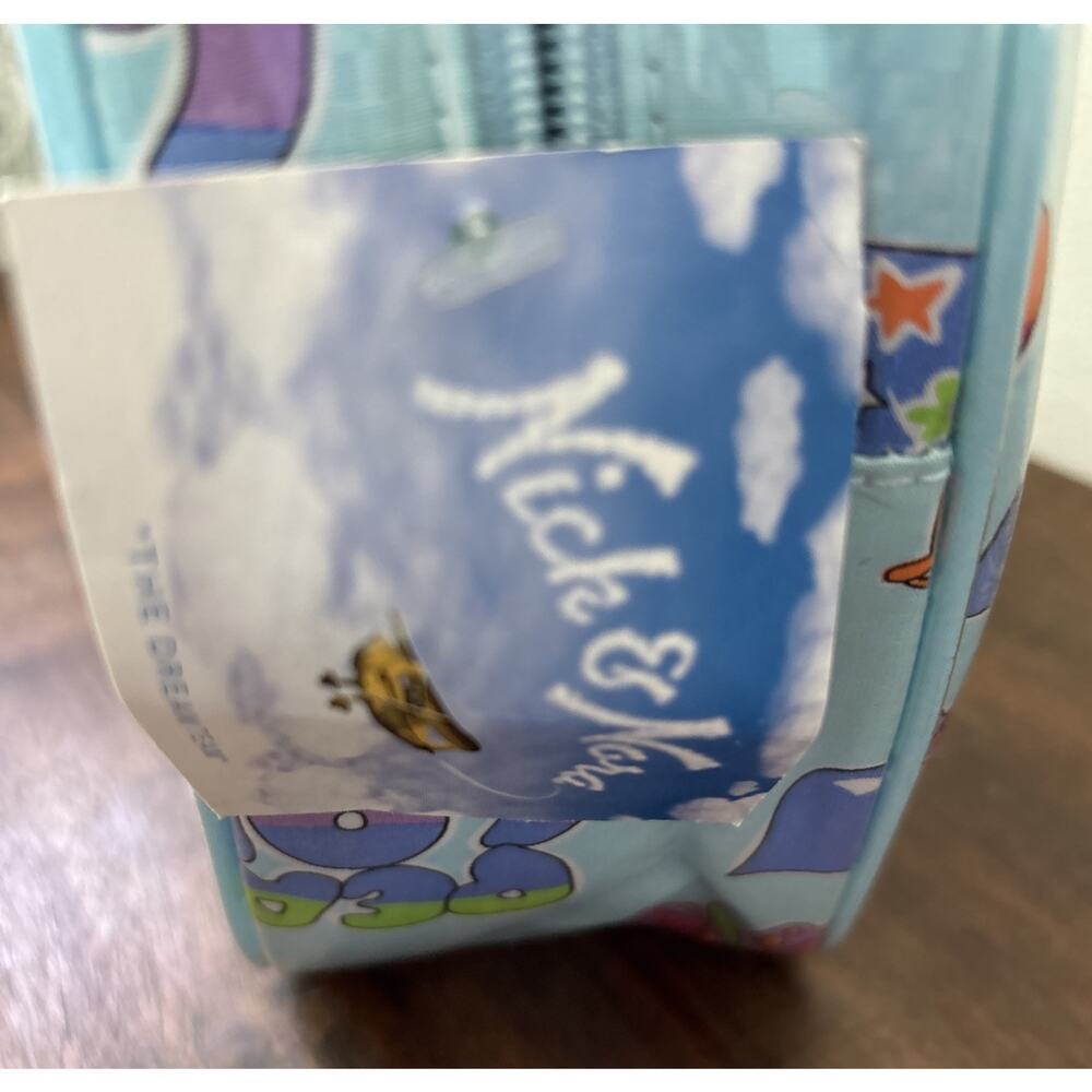 NICK & NORA Lunch Bag Cooler Bag Travel Make Up Peace Love Happiness Retro Blue - Picture 3 of 6